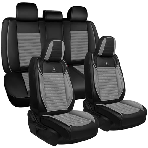 Housse de siege voiture en cuir respirant universelle noire et grise standard