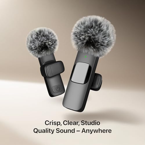 mini mic pro latest model - professional wireless microphone for iphone ipad android lavalier microphone for video recording - iphone mic crystal clear recording with usb-c for content creators