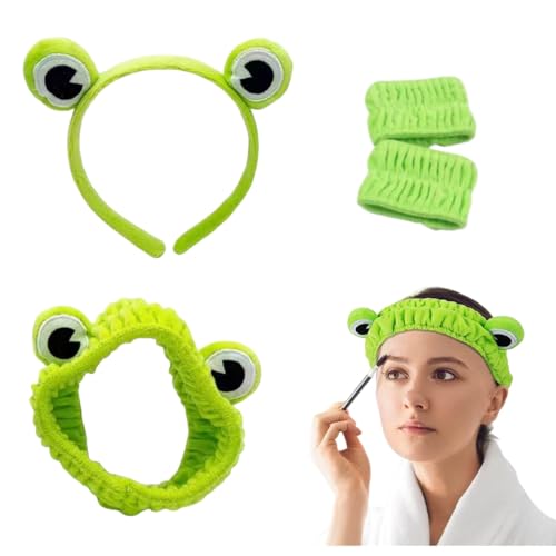 Cute Frog Face Wash Set - Spa Headband and Wrist Bands, Makeup Headband for Girls and Women image 5