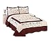 3pcs High Quality Fully Quilted Embroidery Quilts Bedspread Bed Coverlets Cover Set , Queen King (Beige/Burgundy)