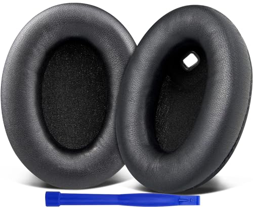 Image of SOULWIT Lambskin Replacement Earpads for Sony WH-1000XM4 (WH1000XM4) Headphones, Ear Pads Cushions with Noise Isolation Foam, Added Thickness, Without Affecting Sensor - Brilliant Black