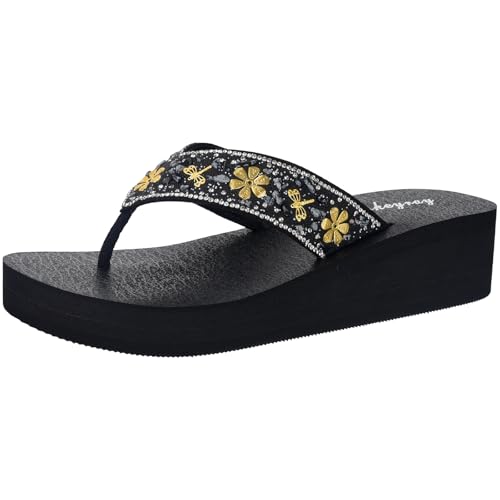 Lowkeyray Women's wedge flip flops Sandal
