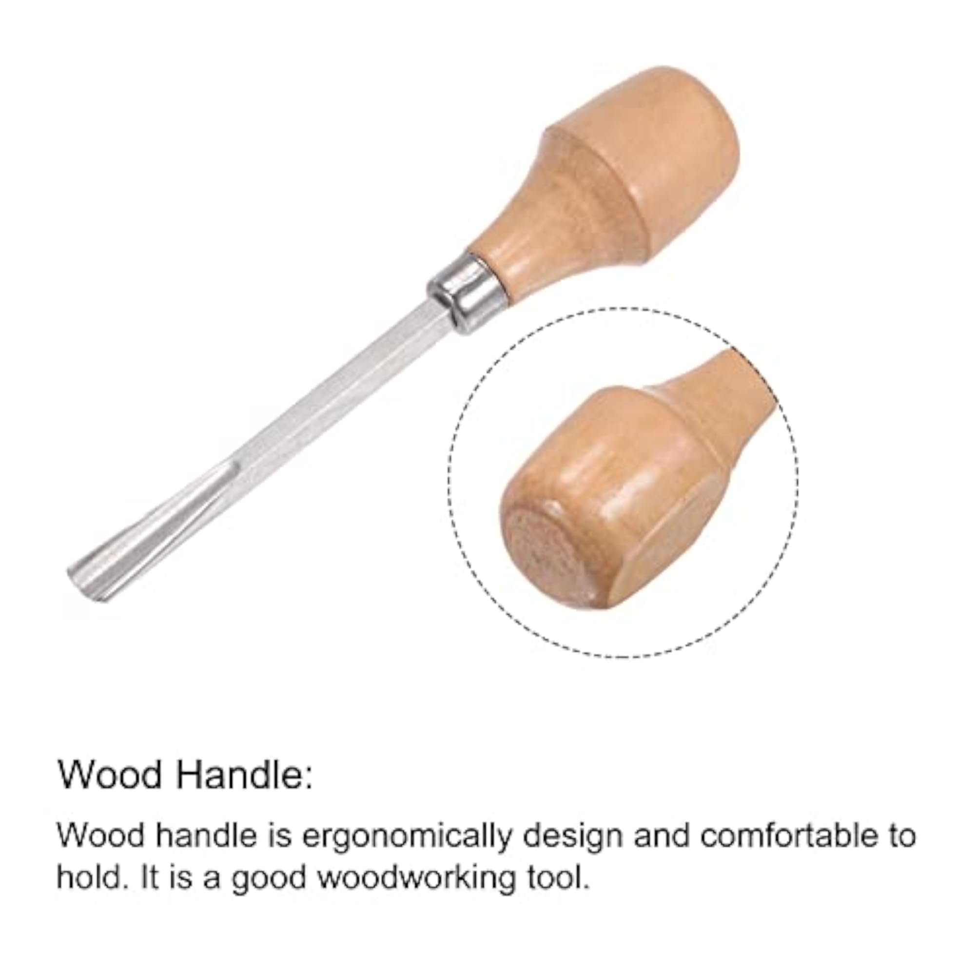 Wood Chisels Knife, 10mm Straight Half-Round Tip