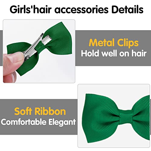 Sibba 10 Pieces Ribbon Hair Bows Alligator Clips Barrettes Ponytail Holder Cheerleading Hairpin Halloween Cosplay Christmas Easter Party Styling Accessory for Women (Green) - Image 4