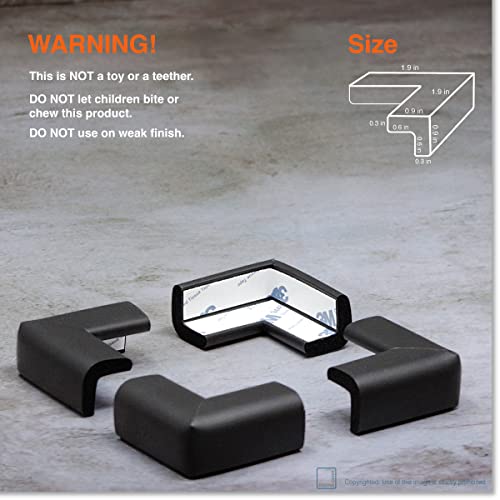 Image of Roving Cove Slimfit Corner Protector for Baby Proofing (8 Small Corners), Soft Rubber Foam Furniture Corner Bumper Guards, 3M Adhesive Pre-Taped, Onyx Black