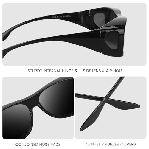Anti Glare Polarized Fit Over Sunglasses for Men and Women Black Frame4
