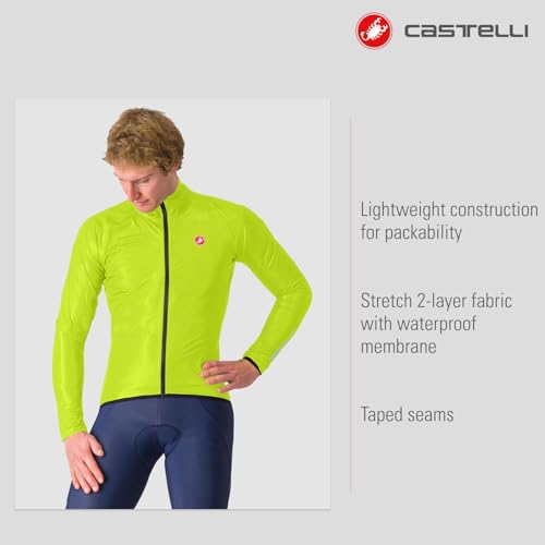Image of CASTELLI Men's Squall Shell Jacket, Full Waterproof, Windproof Lightweight Reflective Jacket, Road Cycling & Gravel Biking
