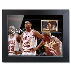 sufenvera Sports Fans Poster – Print Signed Scottie Pippen Framed Mini Film Photo Display,Gifts for Basketball Fans 8×6 Inches