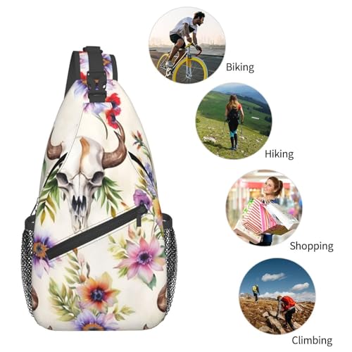 Mochila de pecho con estampado de calavera para senderismo miniatura 6