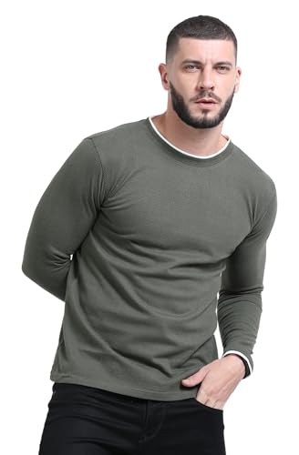 Image of fanideaz Mens Popcorn Textured Cotton Full Sleeve Round Neck T Shirt for Men Soft and Breathable Fabric Trendy Look Regular Fit Ideal for Daily Casual Wear