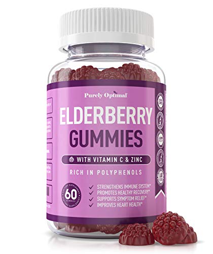 Premium Elderberry Gummies - Sambucus Elderberry Gummies for Adults - Black Elderberry Supplement with Vitamin C for Immune System, Respiratory Support & Overall Wellness - Gluten Free, 60 Gummies