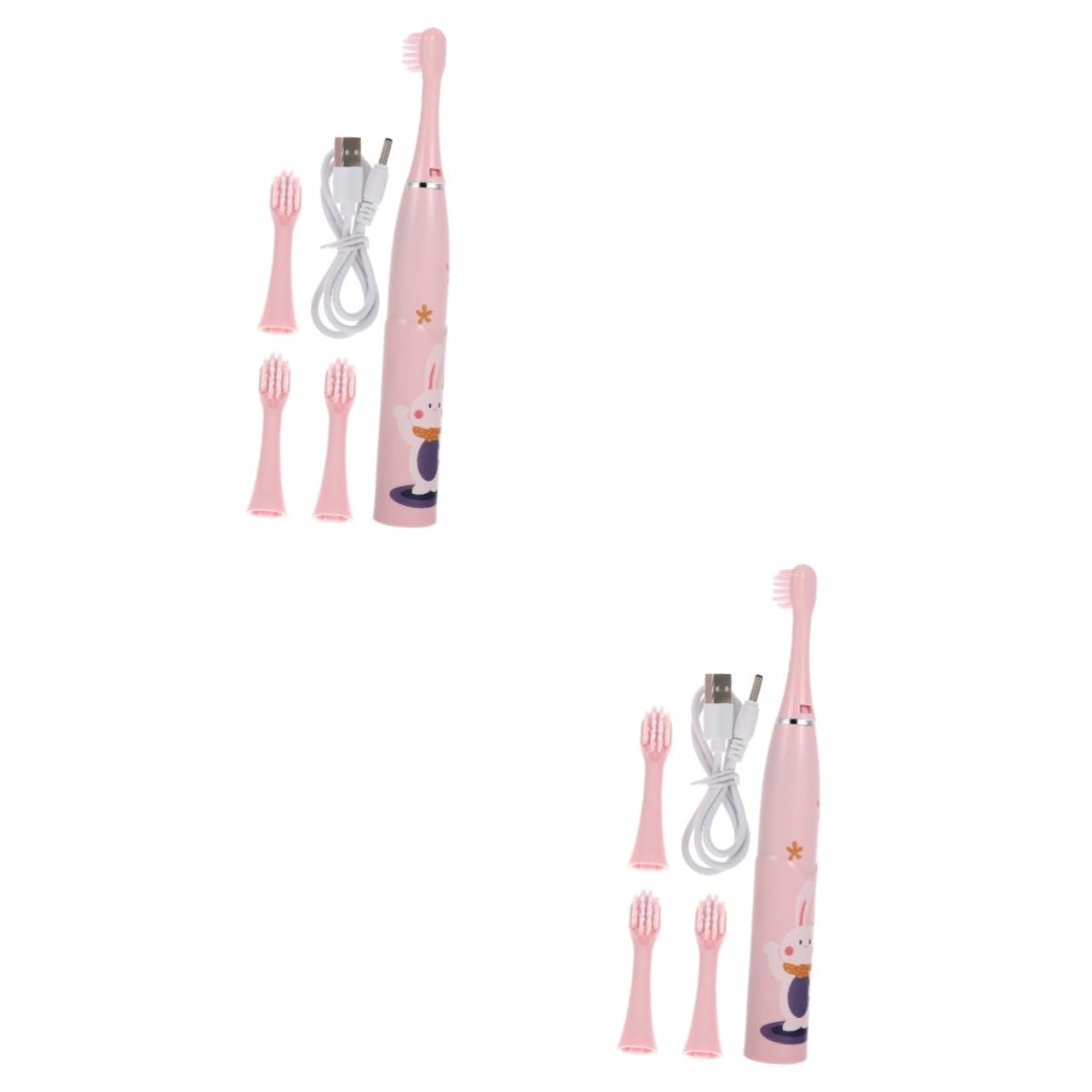 Mobestech 2 Set Spazzolino Elettrico Per Bambini Rosa Spazzolino Automatico Per Bambini Spazzolini Da Denti Per Profondo Portatile Spazzolini Da Denti Per