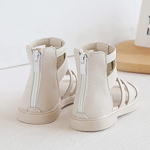 White Sandals For Girls Beach Sandals Princess Girls Soft-soled Shoes Non-slip Open-Toed Children Kids Girl's shoes (Beige, 8.5 Toddler)2