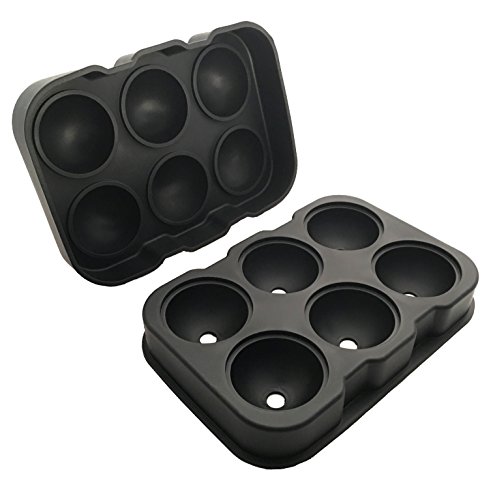 Alchemy Bar Goods Flexible Silicone Ice Ball Whiskey Tray Mold Maker, 6 Cool Spheres