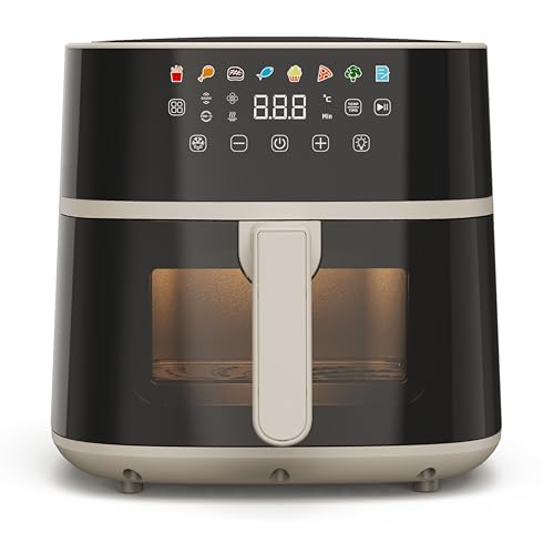 Tognana Iridea, Friggitrice ad aria 6L, doppia resistenza, display digitale, timer, 80-200°C, finestra, 1700W, Champagne