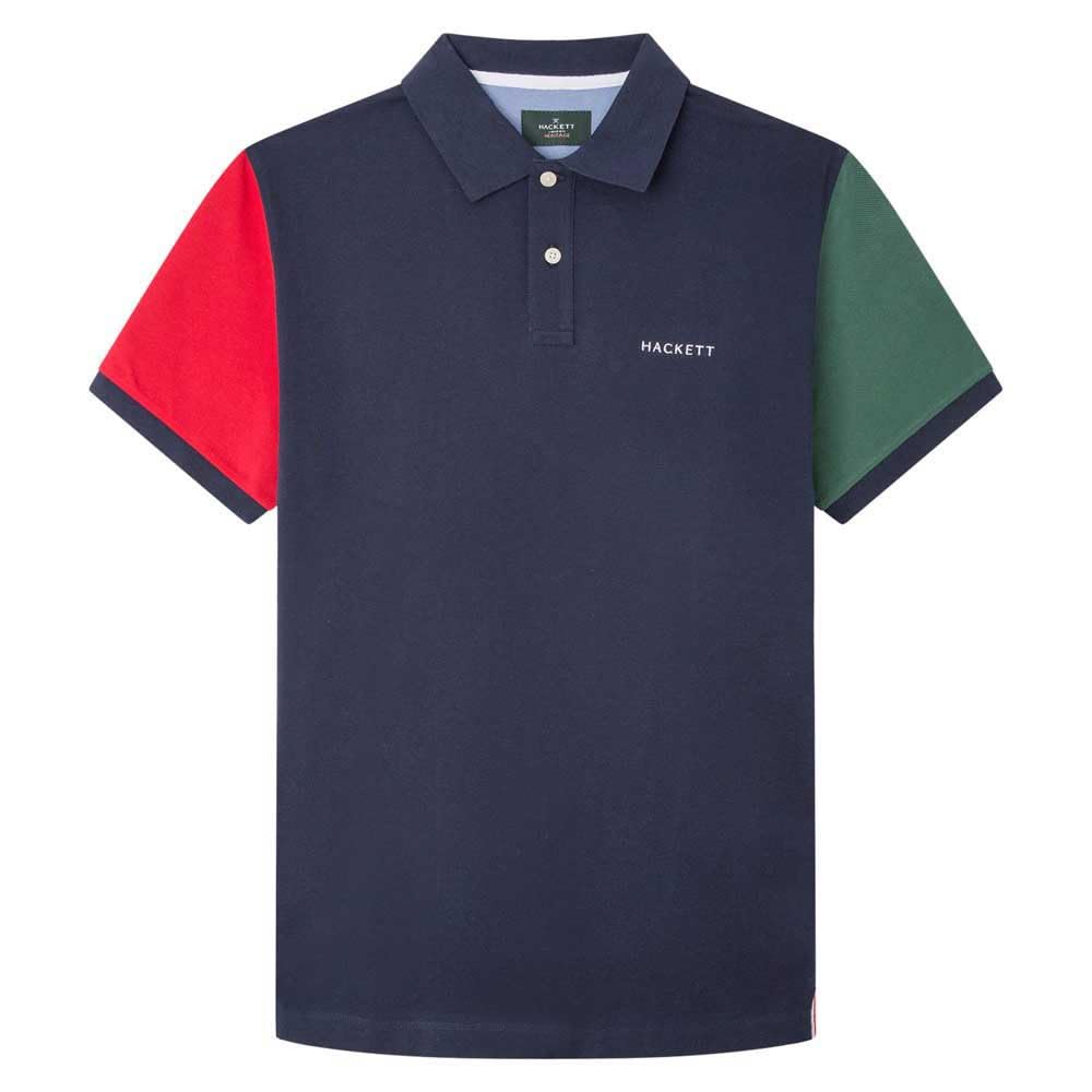 Hackett London Men's GMD Merino Silk V NCK Polo, Blue (Navy), XS