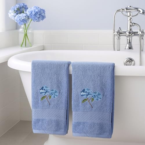 SmoothNovelty 2 Pcs Hydrangea Hand Towels Blue Bathroom Decor 14x29 Inch by SmoothNovelty - Used condition - Image 6