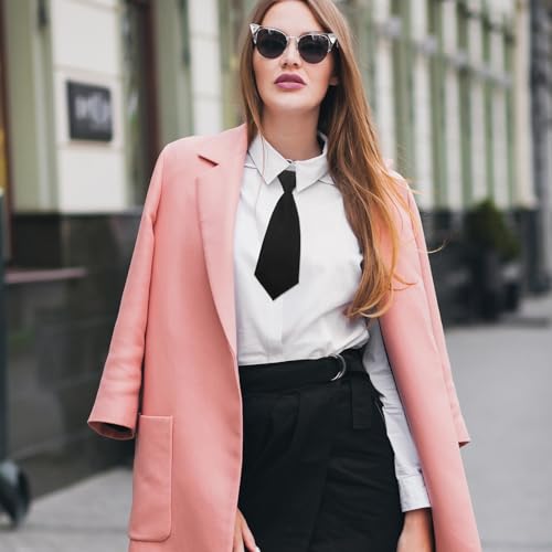 AOZUO Krawatte Halsumfang 30–48 cm, Krawattenlänge 22 cm Krawatte Jungen Krawatte Herren Verstellbare Tie Krawatte Einfarbige Krawatte mit Elastischer Gummizug Weihnachten Kinder Krawatte(Schwarz)