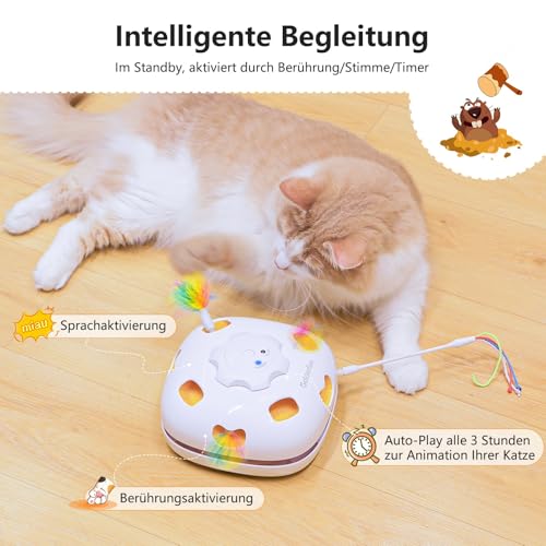 GoldenSun Katzenspielzeug, Wiederaufladbar, Interaktives 4-in-1 Spielzeug für Indoor, Versteckspielzeug für Kätzchen, Whack a Mole Motion, Elektronisches Katzen Spielzeug für Übungen – Bild 4