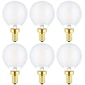 Sunaiony G16.5 Light Bulb 40 Watt Equivalent E12 Candelabra Base Globe LED Bulbs, E12 LED Globe Bulb Dimmable 4W 2700K Warm White Frosted Glass, 6 Pack