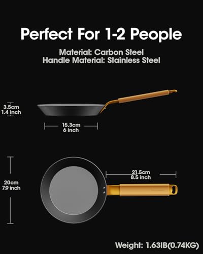Image of 8 Inch Pre-Seasoned Carbon Steel Skillet Small Pan