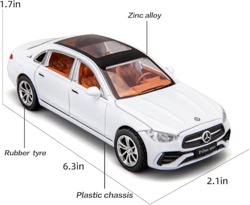 Image of 1 /32 Compatible for Benz E300l Model Car, Zinc Alloy Diecast Collectible Pull Back Toy car with Sound and Light for Kids Boy Girl Gift White