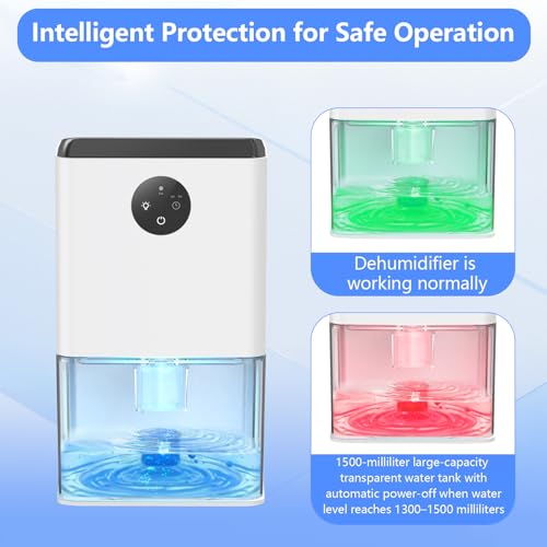 Image of Deyagoo 50OZ Dehumidifier, Small Dehumidifier for Bedroom Closet 300 Sq. Ft | Quiet Operation, Portable, Auto Shut Off, 7 Color, Energy Saving