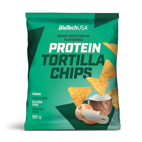 BioTechUSA Protein Tortilla Chips |Proteinquelle | mit Naturhaferflocken und Erbsenprotein | Vegan | Ohne Konservierungsstoffe, 3 * 50g, Zwiebel-Sauerrahm