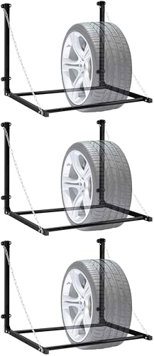 Étagère pour 4 roues pliable et support mural en acier pour garage