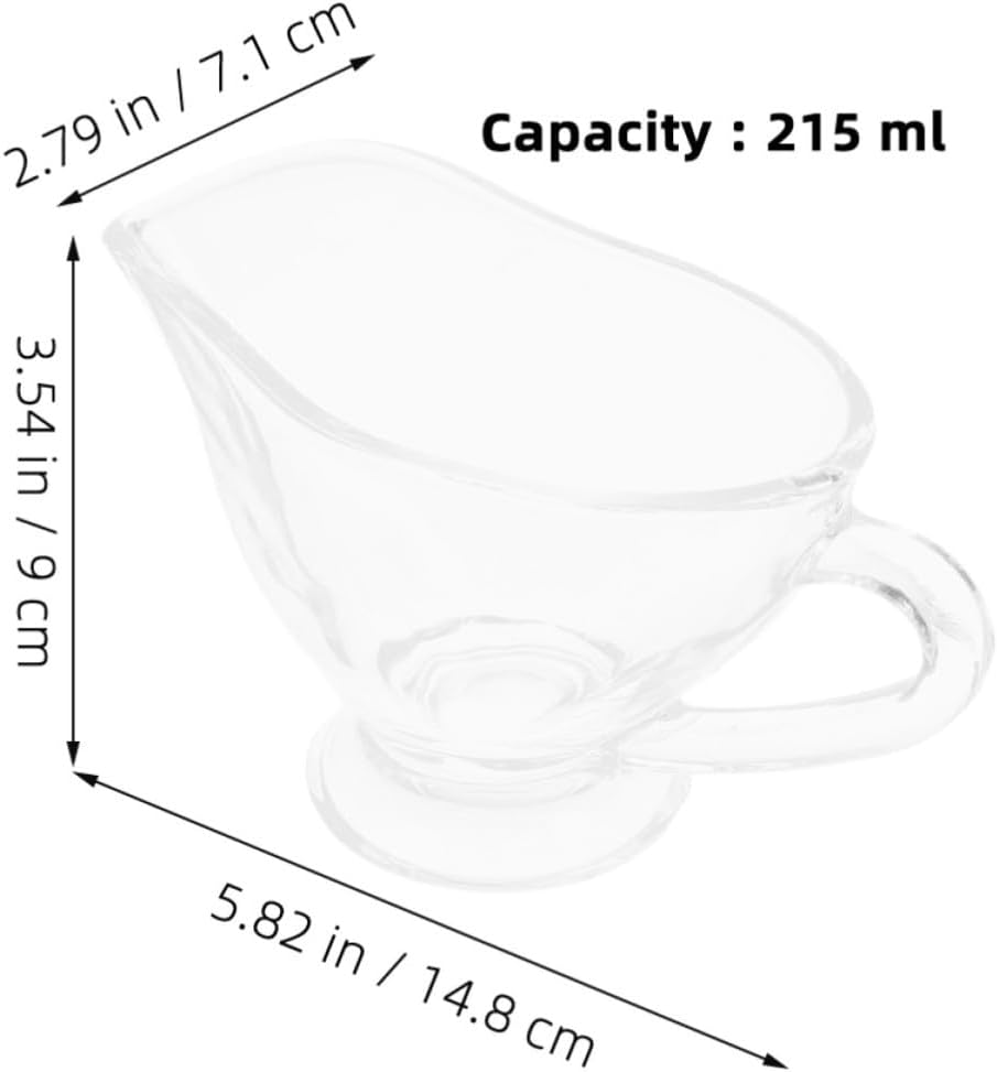Luxshiny 3 Pcs Glass Gravy Boats with Handle, 215ml Sauce Jugs for Sauces and Salad Dressing, Easy to Pour Design and Sturdy Glass Serving Dish for Family Gatherings and Restaurants
