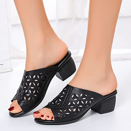 Sandales compensées tendance style rétro noir en taille 37.5