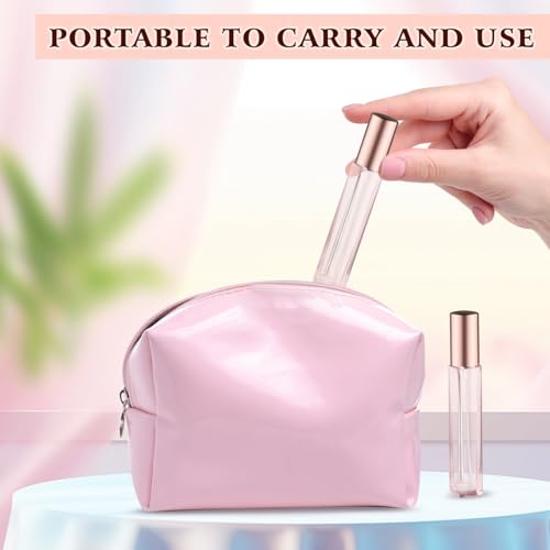 12 Pack 10 ml/0.3oz Pink Glass Spray Bottles Refillable Empty Perfume Bottles Travel Fine Mist Spray Bottles Sample Containers Atomizer For Perfume Essential Oils Liquid (square bottle)4