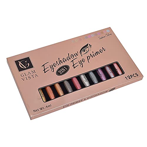 GLAM VISTA EYESHADOE 2 IN 1 EYE PRIMER FASHION COLOR SET OF 12 SHADES - Image 4