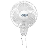 Hurricane Supreme 12β Portable Oscillating Wall Mount Fan, Space Saving, Powerful, and Quiet 3 Speed Airflow, Adjustable Tilt for Home and Workshop