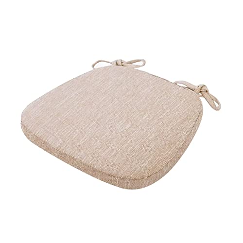 Yadlan Cojines para Sillas Comedor Pack De 6, Cojines para Sillas De Cocina con Lazos, Cubiertas Dobles Cojines para Sillas De Terraza con Fondo Antideslizante, Respirable y Lavable Beige