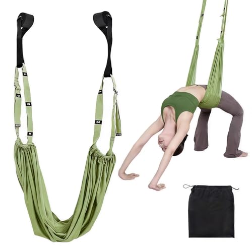 yolzhxe Columpio De Yoga Aéreo, Marco Puerta Yoga Banda Elástica, Telas Aereas, Pilates Accesorios para Ejercicios de Inversión Antigravedad, Ballet, Gimnasia, Pilates (Verde)