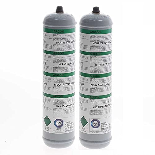 Gas Contenuto: 0.11 mc GASFRIGO - Nr. 2 Bombole usa e getta gas argon da 0,95 lt. 110 bar attacco M10x1 - saldatura TIG acciaio - NOTA E\' UN PRODOTTO PROFESSIONALE