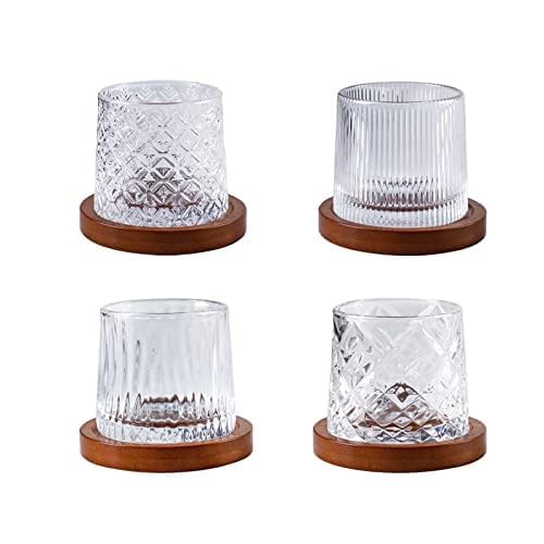 Jaffiust 4 PCS Whiskey Glasses, Old Fashioned Whiskey Glasses with Luxury Box, 10 Oz Rocks Barware for Scotch, Bourbon, Liquor and Cocktail Drinks
