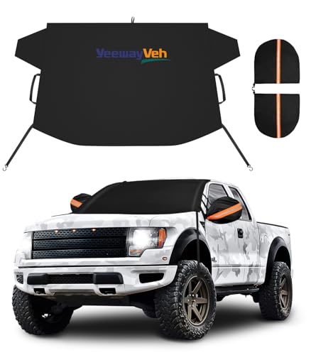 YeewayVeh Truck Windshield Cover for Ice and Snow, Thicken 650D Oxford Fabric Car Windshield Snow...