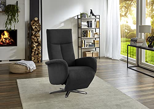 CAVADORE TV-Sessel Juba mit Akku / Pflegeleichter Fernsehsessel mit Aufstehhilfe + elektrisch verstellbarer Relaxfunktion / 2 E-Motoren / 75 x 112 x 82 / Soft Clean Bezug, Dunkelgrau – Bild 3