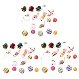 POPETPOP 48 Pcs Teaser Drôle - Gobelet Jouet Chaton Variété Arc-en-Ciel Y Compris Cadeau Aléatoire Couleur Interactive Animal Bâton Cloches Jouant Chat Mylar Faux Jouets Froissé
