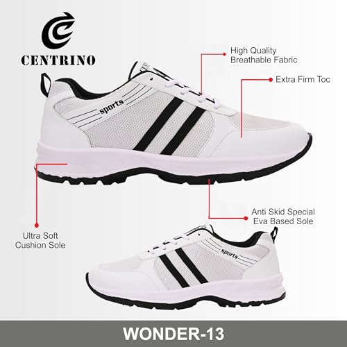 Image of Centrino Men's Sneaker Shoes Stylish | Shoes for Man Casual Sports | Lightweight Breathable Lace-Up Walking Shoes with Cushioned Insole | Comfortable Anti-Skid Canvas Sneakers for Men | Mens Shoes (9201)