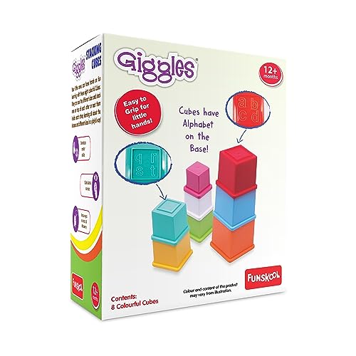 Giggles Funskool Plastic Stacking Multicolored Cubes,Blocks With Alphabet,Helps To Sort,Stack And Nest,12 Months&Above,Infant And Preschool Toys,Multi Color - Image 2 thumbnail