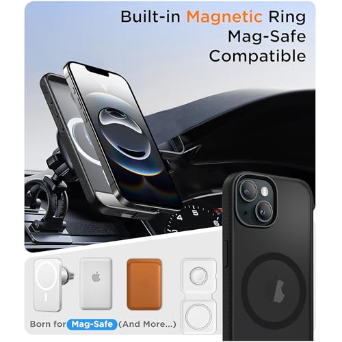 Image of KARWAN Matte Back Case Cover Compatible with iPhone 14 Plus with Magnetic Stand Shockproof Cover with Camera Protection, Scratch Resistant, MagEaze Wireless Charging Support,N52 Magnetic Ring, Black