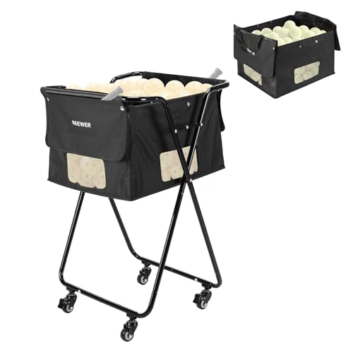 NEEWER Tennis Ball Hopper Pickleball Caddy Recogedor Pelotas Cesta con Ruedas,Rolling Collector Basket Cart Holder para 140 Pickleballs 175 Pelotas Tenis Cancha Accesorio para Training Teaching,PB01X