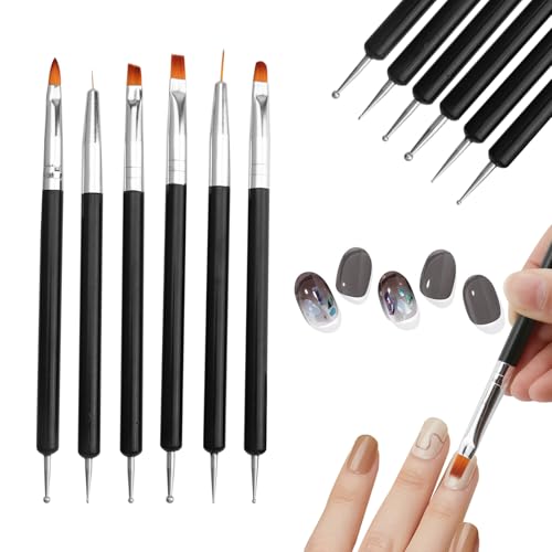 Nail Dotting Tools,6PCS Double-ended Nail Art Brushes Kit,Nail Ar...