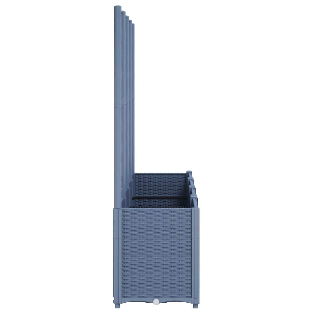 vidaXL Jardinière avec Treillis, Bac à Fleurs, Pot à Plantes, Boîte à Fleurs Jardin Terrasse Patio Extérieur, Bleu Gris 160x40x140 cm PP
