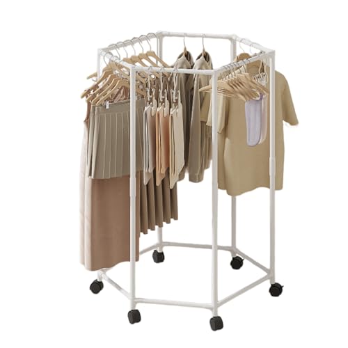 衣類乾燥ラック - 六角形の洗濯ハンガードライヤー衣類用 - 乾燥機のスペース保存ハンガースタンドアパートの屋内屋外の衣料品の毛布の毛布、6方向の懸濁機能を活用して、整頓された機能的乾燥セットアップを維持しながらスペースを節約します