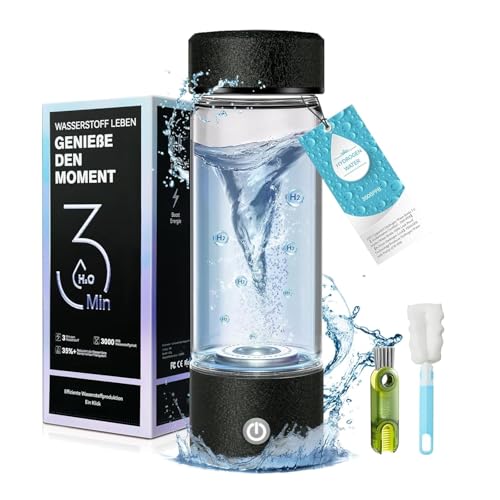 IUHFSIFS Upgrade Wasserstoff Wasserflasche 1680PPBNr.1 Doppelter Wasserstoffgehalt Hydrogen Water Bottle Mit TOP SPE PEM-Technik Wasseraufbereitung in 3 Minuten Schwarz