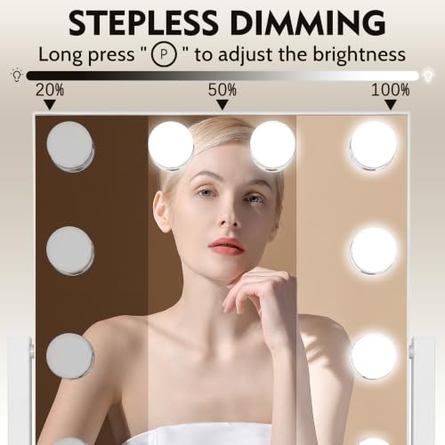 Image of ROLOVE 13x16 inch Lighted Hollywood Makeup Mirror with Detachable Magnifier